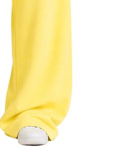 Custom Yellow Women Wide Leg Sweatpants High Waist Loose Fit Casual Streetwear Lounge Fleece <b>Trousers</b> With <b>Drawstring</b> Pockets - Product Image 4