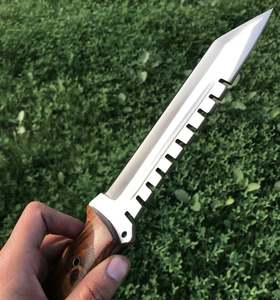 Cuchillo de Caza de Hoja Fija Tanto de Acero con Alto Contenido de Carbono, Mango de Madera, Borda Recta de 5MM de Grosor, Herramienta de Supervivencia para Exteriores, DIY OEM - Product Image 4