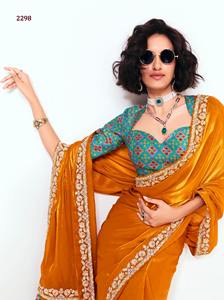 Dernière collection de saris en soie tissée de fournisseur indien, broderie, sequins, travail au fil pour mariages et festivals, prix de gros pour l'été - Product Image 5