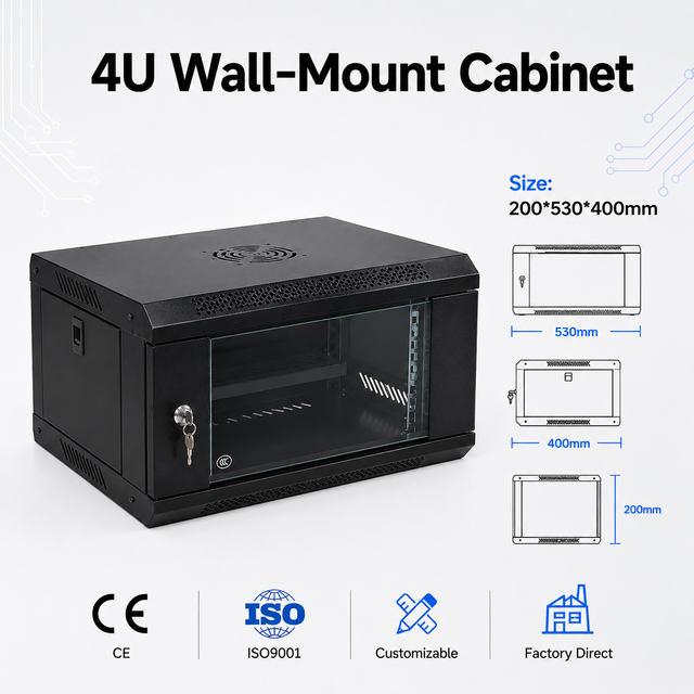 Wholesale 19" Wall Mount Data Cabinet 4U 6U 9U 12U 15U SPCC IP20 Network Server Rack Enclosure Custom Size Available