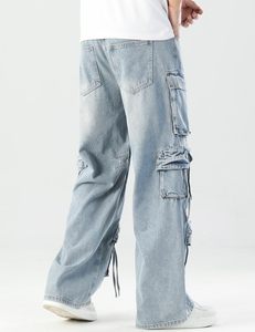 Premium quality cheap price Wholesale Lightweight Casual Light Blue Men Cargo Jeans High Quality Multi <b>Pocket</b> best anti-wrinkle - Product Image 2
