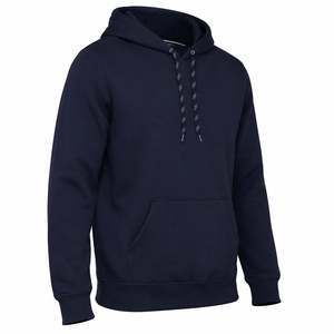 2026 Men's Navy Blue Solid <b>Long</b> <b>Hoodies</b> Regular Fit Eco-Friendly Breathable Fleece Knitted 95% Cotton Casual Pullover Autumn - Product Image 3