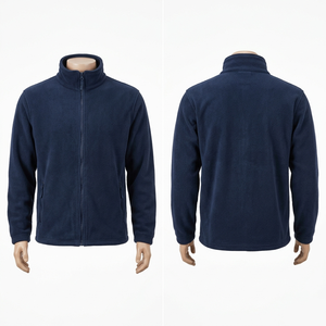 Veste polaire de travail épaisse 340 GSM en polyester doux anti-boulochage bleu marine avec logo personnalisé pour l'hiver, la randonnée et le camping - Product Image 1