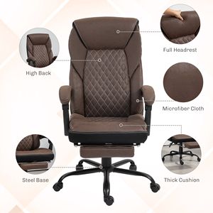 Executive Ergonomic Office Chair with High Back Swivel Wheels Padded Arms & <b>Footrest</b> BIFMA Certified Nylon Material Dark Brown - Product Image 5