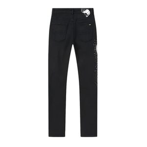 Custom Unisex Wide Leg Black Denim Pants Brush Stroke Paint Splatter Print Multi Pocket Mid Waist Loose Fit Streetwear <b>Hip</b> Hop - Product Image 2