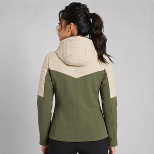 Softshell Jacket <b>Women</b> 240 Grams Spandex Polyester Knitted Embroidered Crew Neck Full Zip Teal <b>Windbreaker</b> Top Quality - Product Image 3
