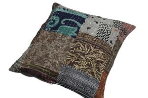 Funda de cojín Kantha de retazos Sari de seda funda de cojín Kantha decorativa de almohada Bohemia - Product Image 6