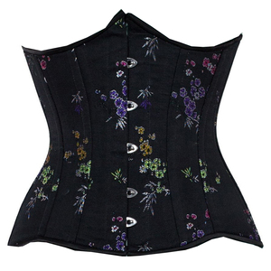 Corsé Moldeador Negro con Estampado Floral para Mujer, con Cierre de Gancho y Ojo, Control Firme de Abdomen, Ropa Interior Transpirable de Spandex y Nylon - Product Image 1