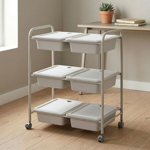 Organisateur de rangement pour jouets moderne à 6 tiroirs, fabrication taïwanaise, boîte en plastique à roulettes en fer, étagère de rangement pour la maison, meubles de rangement, 10 kg - Product Image 1