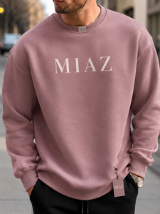 เสื้อสเวตเชิ้ตคอกลมสีดำสำหรับผู้ชาย MIAZ ทรงปกติ สีพื้น เรียบง่าย สวมใส่สบาย เหมาะสำหรับฤดูหนาว ไม่หดตัว แห้งเร็ว รับสั่งทำ - Product Image 5