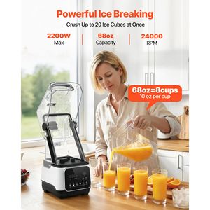 Robot da Cucina Professionale 2200W 26000RPM con Frullatore da 68 oz, Funzione Auto-Pulente, Regolazione Velocità e Protezione, Spina UK - Product Image 2