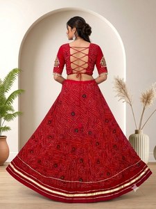 VISHNU K DESIGNS Lehenga Choli Azul para Mujer, Vestido Étnico Tradicional Indio de Algodón, Largo hasta el Suelo, de Secado Rápido, para Bodas y Fiestas - Product Image 6