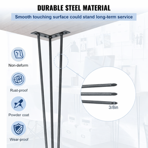 Patas de mesa de metal DIY de 40 pulgadas, resistentes, de acero sólido de 3/8, 880 libras, patas de metal industriales para muebles, mesa de centro EDPTBL022 - Product Image 3