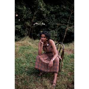 เดรสวินเทจพิมพ์ลายแขนกุดทรงเอไลน์ผ้าฝ้ายสำหรับผู้หญิงใส่ลำลองช่วงฤดูร้อน - Product Image 3