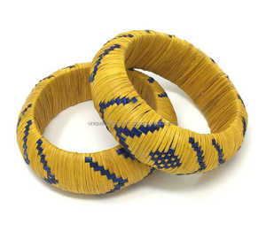 Brazaletes de ratán circulares grandes tejidos a mano personalizados pulsera de moda de paja de mimbre natural barata al por mayor - Product Image 3