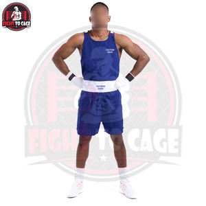 Camisetas de Boxeo Unisex para Adultos, Color Blanco y Azul, de la Más Alta Calidad, Totalmente Personalizadas, con Parte Delantera Elástica, Mezcla de Poliéster/Spandex - Product Image 2