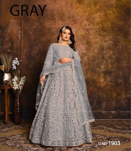 ชุดอานารกาลีสำหรับผู้หญิงอินเดียและปากีสถาน แต่งลายปักผีเสื้อ งานกระจก ลูกไม้ ผ้าจอร์เจียต์เทียมเนื้อหนา ความยาวปานกลาง เหมาะสำหรับงานปาร์ตี้ - Product Image 5