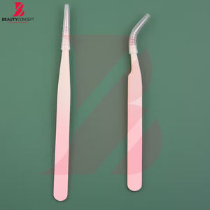 Pinzas para Extensión de Pestañas con Degradado Blanco y Rosa, Pinzas de Acero Inoxidable de Alta Precisión para Volumen de Pestañas con Empaque Premium - Product Image 4