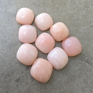 AAA+ Natural Pink Opal Square <b>Cushion</b> Cut Cabochon Third Party Certified Flat Back Calibrated Loose Gemstone Rajasthan for - Product Image 1