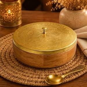 Bol de service en bois avec cuillère et fourchette, ensemble de vaisselle minimaliste réutilisable - Product Image 5