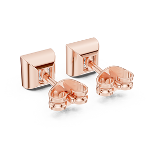 0.44CT PRINCESS CUT LAB GROWN DIAMOND EACH STUDS SET IN 18KT SOLID ROSE GOLD <b>FOR</b> ENGAGEMENT WEDDING VALENTINE EVERYDAY WEAR - Product Image 3
