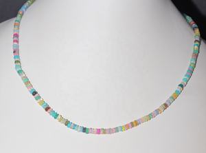 Collier Ethiopien Opale Disco Lisse Rondelle Collier 4mm Multi Opale Collier Opale de Feu Multi Couleur - Product Image 3