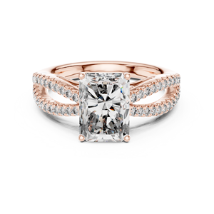 Anillo de Lujo con Diamante Radiante de 2 Quilates Cultivado en Laboratorio, con Banda Dividida y Pavé, en Oro Amarillo de 18 Quilates con Baño de Rodio, para San Valentín, Boda, Compromiso, Fiesta - Product Image 6