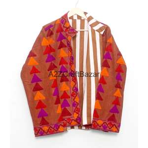 Chaqueta Cotrise Bordada a Mano con Diseño Vintage, Ecológica, Transpirable, de Secado Rápido, con Forro de Algodón y Cuello Mandarín - Product Image 1