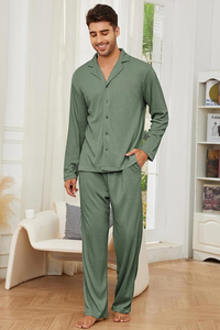 <b>Mens</b> Winter <b>Pajama</b> <b>Set</b> Warm Soft Fleece Feel Sleepwear Long Sleeve Night Suit Comfortable Home Lounge Clothing <b>For</b> Cold - Product Image 4