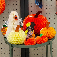 Décorations de table en papier nid d'abeille de 6 pouces en forme de citrouille pour Thanksgiving et Halloween, écologiques, vente en gros, haute qualité