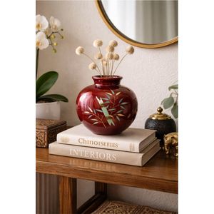 Vase en métal artisanal à motif zèbre jaune moutarde, pot de fleurs décoratif pour table, décoration moderne pour salon, luxe - Product Image 3