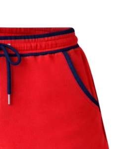 Shorts en molleton de coton personnalisés pour femmes, rouge et bleu marine contrastés, taille élastique, décontractés, pour l'été, sport et détente, fabricant - Product Image 6