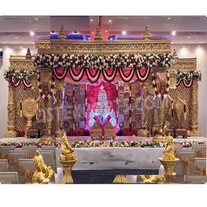 Mandapam Dorado para Bodas del Sur, los Pilares de Cola de Elefante Más Vendidos, Decoración para Mandap de Boda Tamil, Evento en EE. UU. - Product Image 1