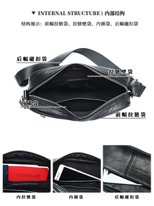 <b>Black</b> PU Messenger <b>Bag</b> <b>Small</b> Zipper Closure Crossbody Shoulder <b>Bag</b> Men Women Daily Use All Seasons Lightweight - Product Image 6