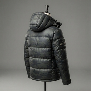 Veste matelassée à capuche pour homme, camouflage noir, veste d'hiver matelassée, fermeture éclair intégrale, isolée, chaude, décontractée, pour l'extérieur - Product Image 2