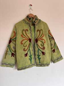 Chaqueta TNT verde única, chaqueta TNT de algodón bordada a mano, regalo para ella, abrigo étnico para mujer, vestidos casuales. - Product Image 2