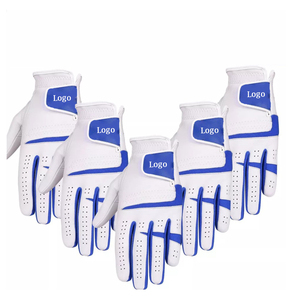 Guantes de Golf de Cuero Personalizados Unisex, Superventas, con Logotipo Blanco y Azul, Transpirables, Antideslizantes, de Dedo Completo, para Deportes - Product Image 1
