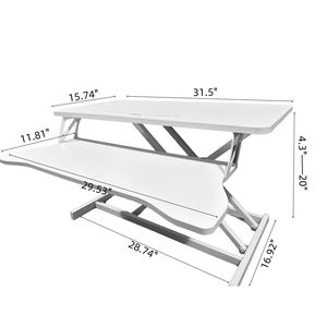 32-Inch White Dual Monitor Laptop Workstation Height <b>Adjustable</b> Dual Monitor Sit Stand Riser Wide Keyboard Tray <b>Computer</b> <b>Desk</b> - Product Image 2