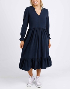 Vestido Midi Casual de Moda con Cuello en V, Mangas hasta el Codo, Puños Elásticos, Silueta en A, Ecológico - Product Image 6