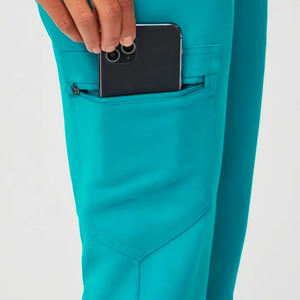 SARFAN INTERNATIONAL Women's Medical <b>Scrub</b> Sets Cotton Knitted Hospital Uniforms Needle Detection Seamless Fusing <b>Blue</b> Green - Product Image 4