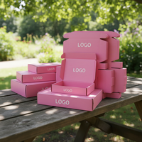 Caja de Envío de Cartón Rosa con Asa, Impresa Personalizada con Logotipo, Hecha con Materiales Reciclados, Diseño Plegable de 2mm para Calcetines