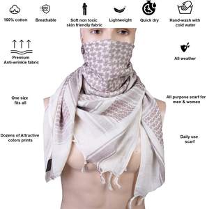 Vente en gros de foulards Shemagh pour hommes en coton 100 %, personnalisés OEM et ODM, Keffiyeh du désert, couvre-tête tactique, anti-poussière et anti-vent, pour l'extérieur/les voyages - Product Image 6
