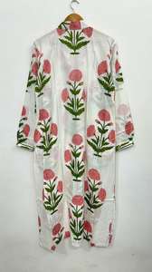 Kimono Kurta de Algodón con Estampado Floral: Vestido de Estilo Boho para Mujer - Product Image 6