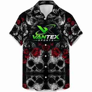 Camisa Hawaiana de Halloween para Hombre Vantex Sports, Estampado Floral de Temporada Espeluznante, Transpirable, 100% Poliéster, Camisas Casuales de Manga Corta - Product Image 5