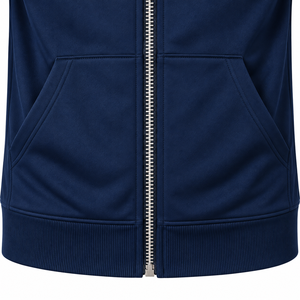 <b>Women's</b> Navy Blue <b>Zip</b>-<b>Up</b> Sweatshirt Stand Collar Full Sleeve Knitted Solid Color Breathable Autumn Casual <b>Jacket</b> - Product Image 5