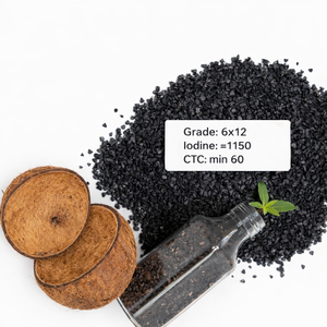 Carbón Activado de Coco (GAC) de Alta Actividad CTC, Malla US 6x12 para Minería CIP CIL, 2% Máx. de Pérdida por Atrito, Baja Tasa de Plaquetas - Product Image 1