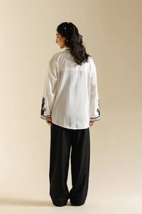Kurta en coton brodé blanc pour femmes, vêtement traditionnel ample, style ethnique Inde Pakistan, toutes saisons, décontracté - Product Image 6