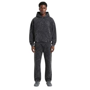 Sweat-shirt en molleton thermique épais, coton peigné, motif graphique monochrome, tenues streetwear pour hommes, ensembles de sweats - Product Image 4