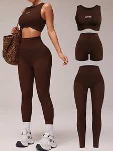 Womens Comfortable Three Piece Yoga Workout Set Sports Bra <b>Long</b> <b>Sleeve</b> <b>Top</b> And Leggings For Fitness Gym <b>Training</b> - Product Image 1