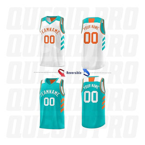 Maillot de basket-ball de haute qualité, vêtements de sport, chemises réversibles avec broderie par sublimation, tissu en maille, maillot de basket-ball - Product Image 2